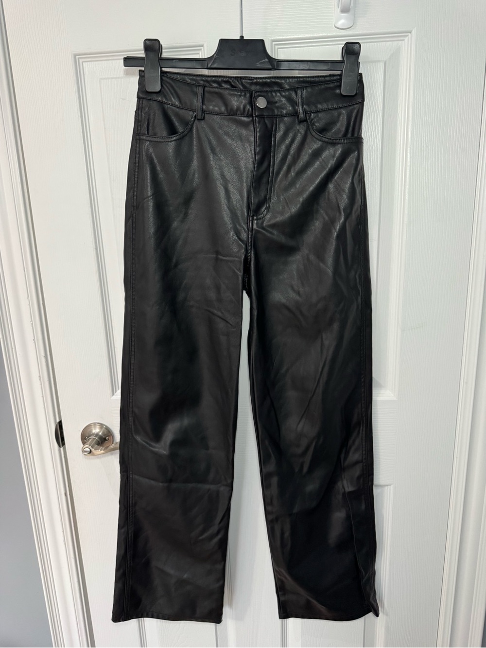 Garage Faux Leather Straight Pant Black XS